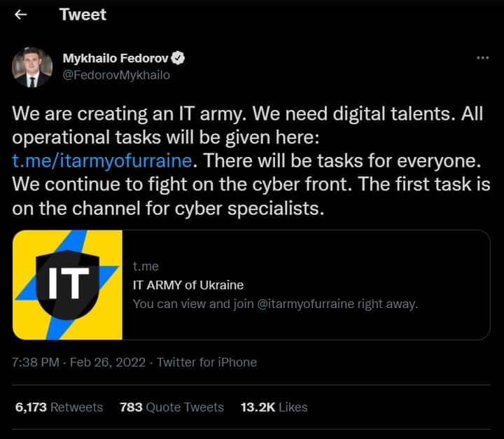 L'Ukraine recrute et affecte des experts en sécurité de l'information et des pirates informatiques